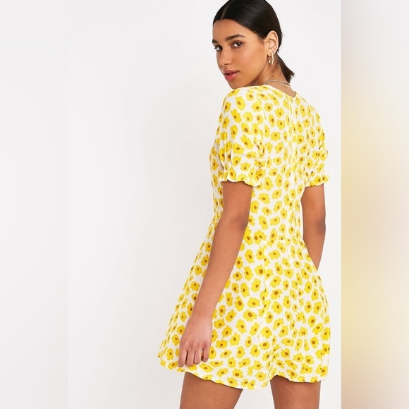 Faithfull the Brand Florence Mini Dress Constance Floral Marigold Print Sz 6 - Picture 3 of 16